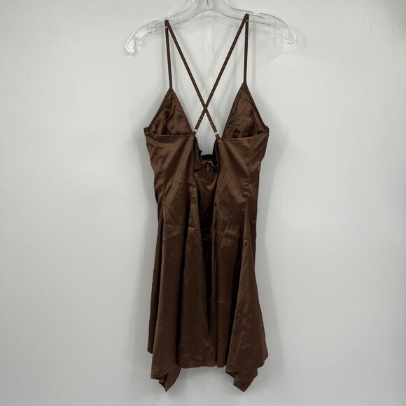Elegant Brown Cowl Neck Mini Dress | New With Tags - Picture 8 of 8